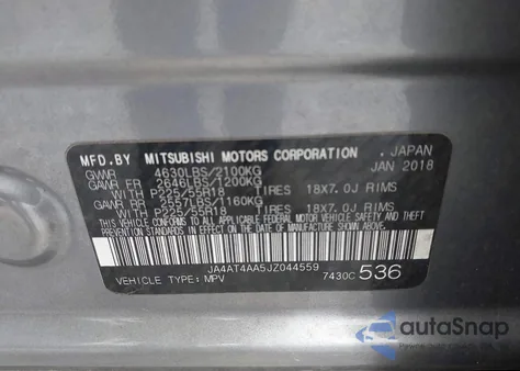 2018 Mitsubishi Eclipse Cross Le from USA, damaged, VIN JA4AT4AA5JZ044559